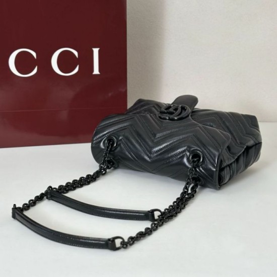 Replica di lusso Borse Firmate a tracolla piccola Gucci GG Marmont 855391 Nero Imitazioni Cloni Borse Firmate Replica a tracolla piccola Gucci GG Marmont 855391 Nero firmate