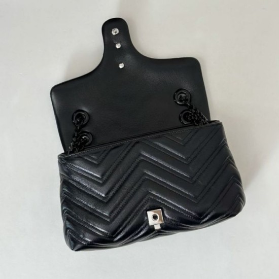 Replica di lusso Borse Firmate a tracolla piccola Gucci GG Marmont 855391 Nero Imitazioni Cloni Borse Firmate Replica a tracolla piccola Gucci GG Marmont 855391 Nero firmate