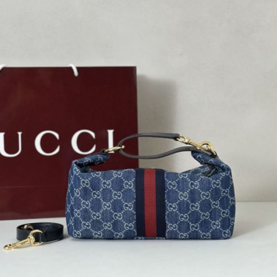 Replica di lusso Borse media Gucci Vanity con manico superiore 857799 Blu Imitazioni Replica Borse media Gucci Vanity con manico superiore 857799 Blu firmate