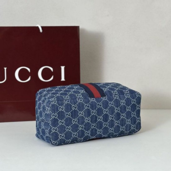 Replica di lusso Borse media Gucci Vanity con manico superiore 857799 Blu Imitazioni Replica Borse media Gucci Vanity con manico superiore 857799 Blu firmate