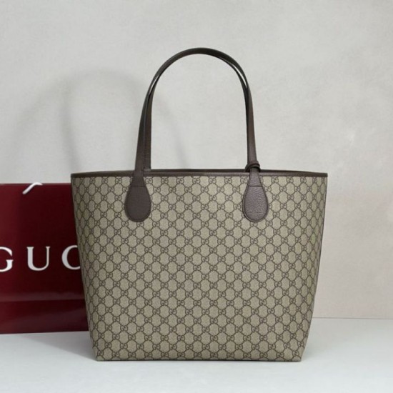 Replica di lusso Borse tote media Gucci Ophidia marrone Imitazioni Cloni Borse tote media Gucci Ophidia marrone firmate