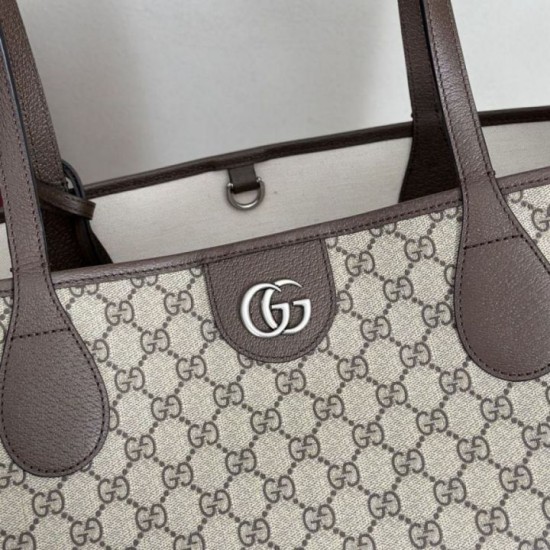 Replica di lusso Borse tote media Gucci Ophidia marrone Imitazioni Cloni Borse tote media Gucci Ophidia marrone firmate