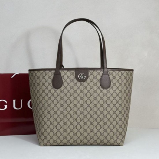 Replica di lusso Borse tote media Gucci Ophidia marrone Imitazioni Cloni Borse tote media Gucci Ophidia marrone firmate