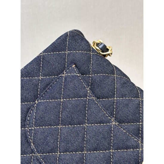 Replica di lusso Borsa a tracolla Chanel mini flap denim trapuntato A69900 blu Imitazioni Cloni Borsa a tracolla Chanel mini flap denim trapuntato A69900 blu firmate