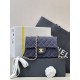 Replica di lusso Borsa a tracolla Chanel mini flap denim trapuntato A69900 blu Imitazioni Cloni Borsa a tracolla Chanel mini flap denim trapuntato A69900 blu firmate