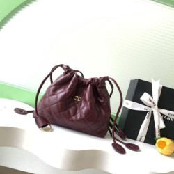 Replica Perfetta Borsa a secchiello trapuntata con coulisse Chanel AS5227 bordeaux firmate