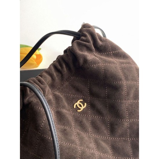 Replica di lusso Imitazioni borse griffate a secchiello/hobo Chanel trapuntata con coulisse scamosciata AS5227 Caffè Imitazioni Cloni Imitazioni borse griffate a secchiello/hobo Chanel trapuntata con coulisse scamosciata AS5227 Caffè firmate