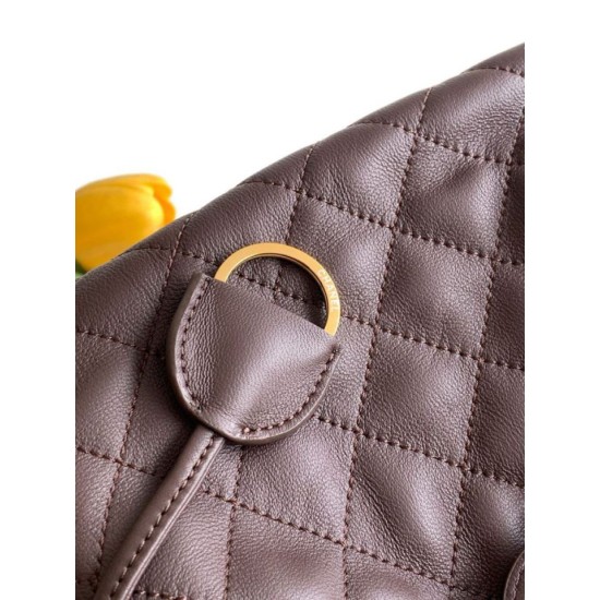 Replica di lusso Borse Imitazioni a secchiello trapuntata con coulisse Chanel AS5227 marrone Imitazioni Cloni Borse Imitazioni a secchiello trapuntata con coulisse Chanel AS5227 marrone firmate
