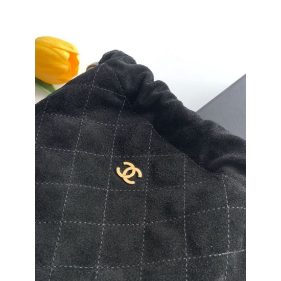 Replica di lusso Borsa a secchiello/hobo Chanel trapuntata con coulisse scamosciata AS5227 Nero Imitazioni Cloni Borsa a secchiello/hobo Chanel trapuntata con coulisse scamosciata AS5227 Nero firmate