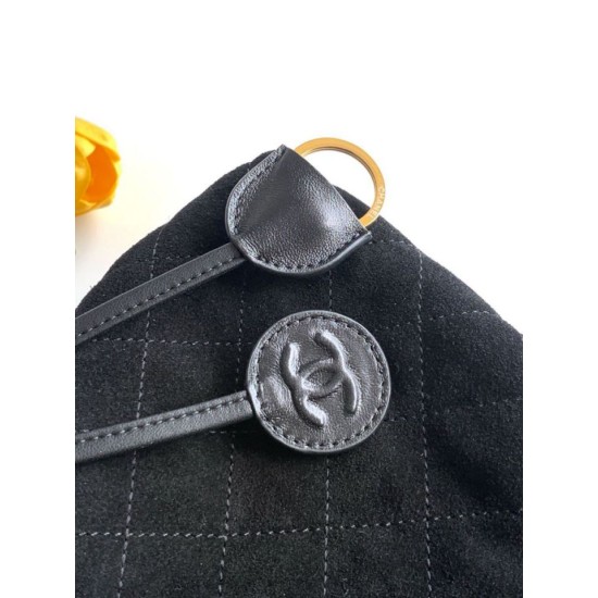 Replica di lusso Borsa a secchiello/hobo Chanel trapuntata con coulisse scamosciata AS5227 Nero Imitazioni Cloni Borsa a secchiello/hobo Chanel trapuntata con coulisse scamosciata AS5227 Nero firmate