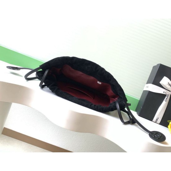 Replica di lusso Borsa a secchiello/hobo Chanel trapuntata con coulisse scamosciata AS5227 Nero Imitazioni Cloni Borsa a secchiello/hobo Chanel trapuntata con coulisse scamosciata AS5227 Nero firmate