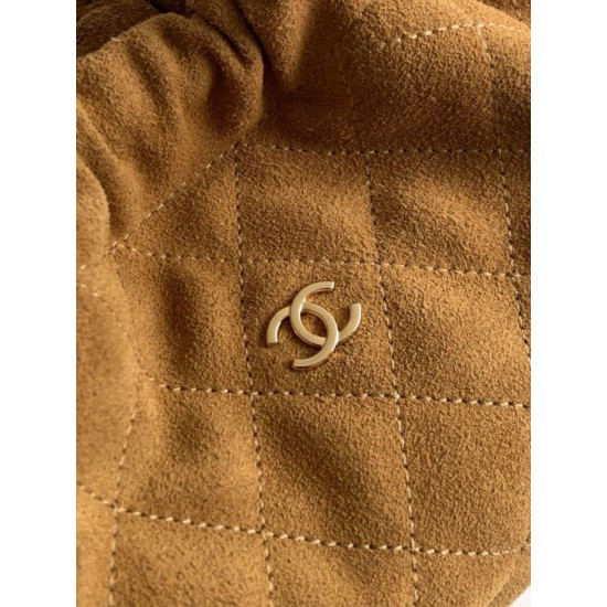 Cloni Borsa a secchiello/hobo Chanel trapuntata con coulisse scamosciata AS5227 marrone firmate