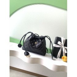 Borse a secchiello trapuntata con coulisse Chanel AS5227 Nero