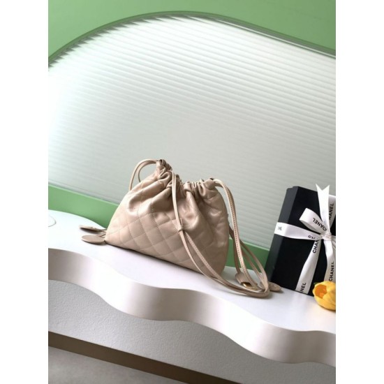 Replica di lusso Borsa a secchiello trapuntata con coulisse Chanel AS5227 albicocca Imitazioni Cloni Borsa a secchiello trapuntata con coulisse Chanel AS5227 albicocca firmate