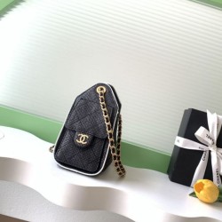 Replica di lusso Mini borsa Chanel 26P trapuntata in rafia intrecciata AS5631 Nero Imitazioni Cloni Mini borsa Chanel 26P trapuntata in rafia intrecciata AS5631 Nero firmate