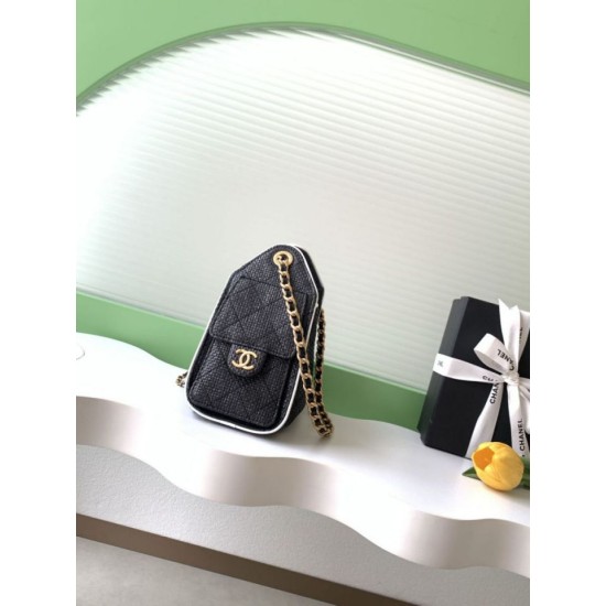 Replica di lusso Mini borsa Chanel 26P trapuntata in rafia intrecciata AS5631 Nero Imitazioni Cloni Mini borsa Chanel 26P trapuntata in rafia intrecciata AS5631 Nero firmate