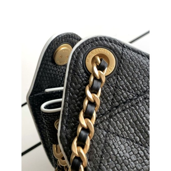 Replica di lusso Mini borsa Chanel 26P trapuntata in rafia intrecciata AS5631 Nero Imitazioni Cloni Mini borsa Chanel 26P trapuntata in rafia intrecciata AS5631 Nero firmate