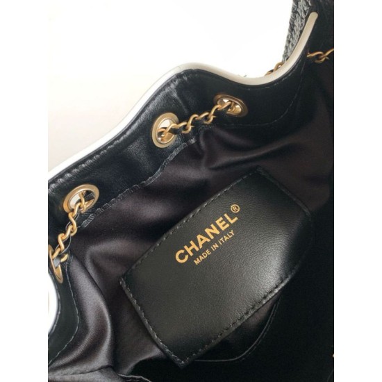 Replica di lusso Mini borsa Chanel 26P trapuntata in rafia intrecciata AS5631 Nero Imitazioni Cloni Mini borsa Chanel 26P trapuntata in rafia intrecciata AS5631 Nero firmate