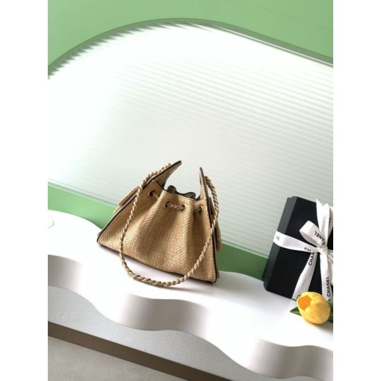 Replica di lusso Mini borsa Chanel 26P trapuntata in rafia intrecciata AS5631 marrone Imitazioni Cloni Mini borsa Chanel 26P trapuntata in rafia intrecciata AS5631 marrone firmate
