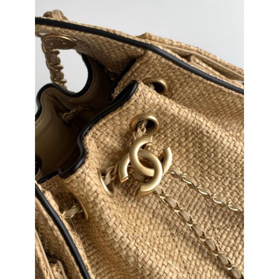 Replica di lusso Mini borsa Chanel 26P trapuntata in rafia intrecciata AS5631 marrone Imitazioni Cloni Mini borsa Chanel 26P trapuntata in rafia intrecciata AS5631 marrone firmate
