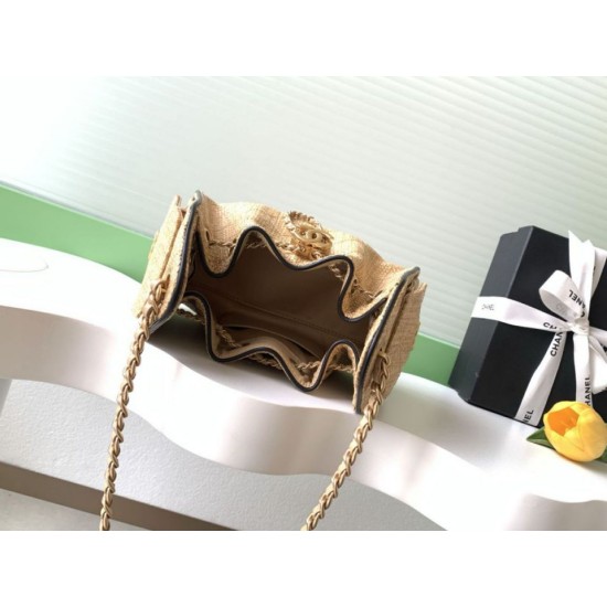Replica di lusso Mini borsa Chanel 26P trapuntata in rafia intrecciata AS5631 marrone Imitazioni Cloni Mini borsa Chanel 26P trapuntata in rafia intrecciata AS5631 marrone firmate
