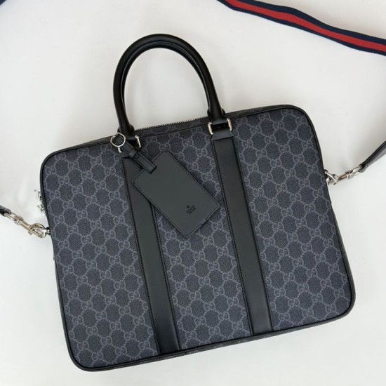Replica di lusso Borsa da lavoro media da uomo Gucci GG 792077 nera Imitazioni Cloni Borsa da lavoro media da uomo Gucci GG 792077 nera firmate