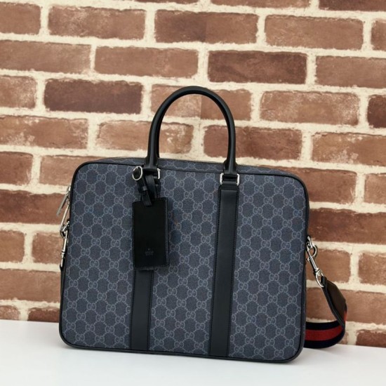 Replica di lusso Borsa da lavoro media da uomo Gucci GG 792077 nera Imitazioni Cloni Borsa da lavoro media da uomo Gucci GG 792077 nera firmate