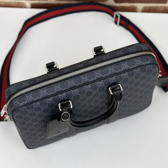 Replica di lusso Borsa da lavoro media da uomo Gucci GG 792077 nera Imitazioni Cloni Borsa da lavoro media da uomo Gucci GG 792077 nera firmate