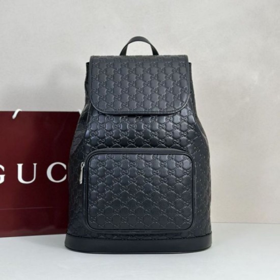Replica di lusso Zaino medio da uomo Gucci con emblema GG 854750 Nero Imitazioni Cloni Zaino medio da uomo Gucci con emblema GG 854750 Nero firmate