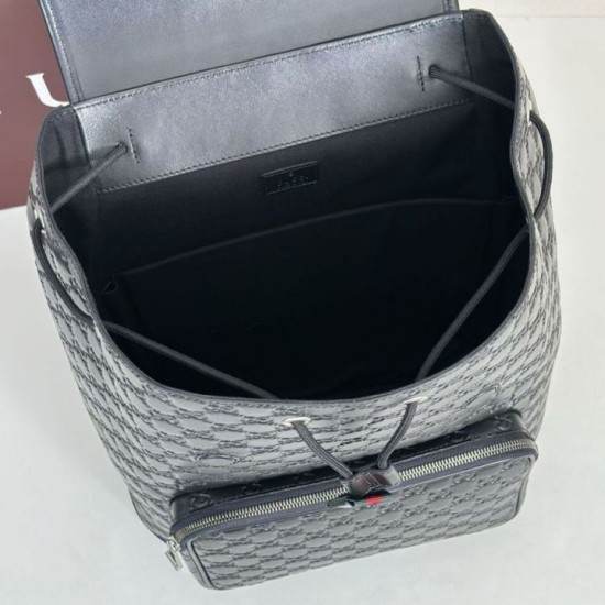 Replica di lusso Zaino medio da uomo Gucci con emblema GG 854750 Nero Imitazioni Cloni Zaino medio da uomo Gucci con emblema GG 854750 Nero firmate