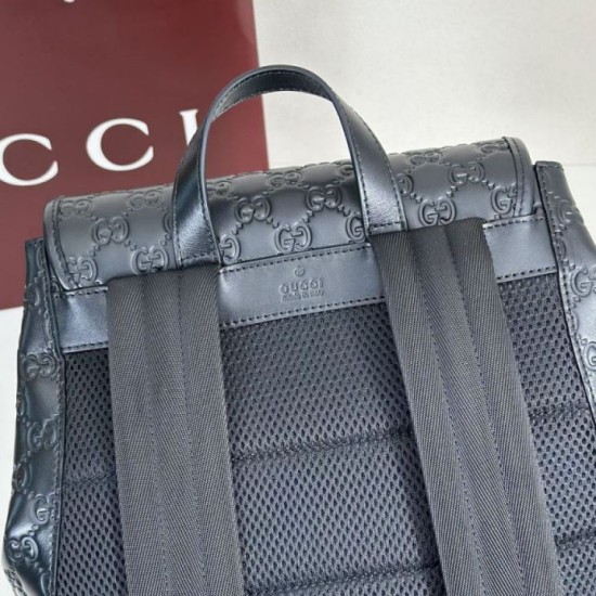 Replica di lusso Zaino medio da uomo Gucci con emblema GG 854750 Nero Imitazioni Cloni Zaino medio da uomo Gucci con emblema GG 854750 Nero firmate
