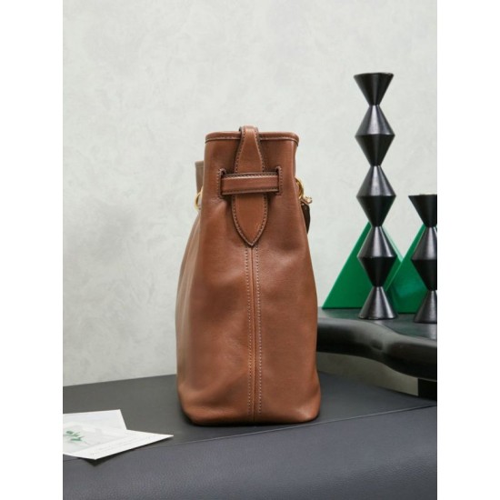 Replica di lusso Borsa a secchiello a tracolla Miu Miu Aventure nappa 5BE101 Marrone Imitazioni Cloni Borsa a secchiello a tracolla Miu Miu Aventure nappa 5BE101 Marrone firmate