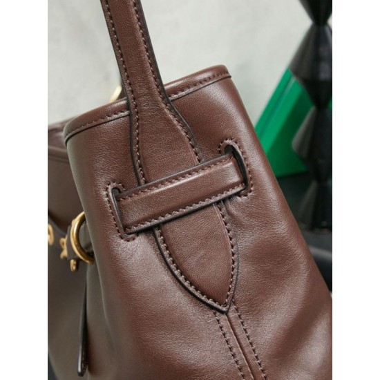 Replica di lusso Borsa a secchiello a tracolla Miu Miu Aventure nappa 5BE101 Caffè Imitazioni Cloni Borsa a secchiello a tracolla Miu Miu Aventure nappa 5BE101 Caffè firmate