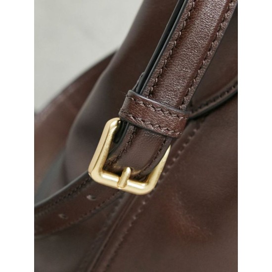 Replica di lusso Borsa a secchiello a tracolla Miu Miu Aventure nappa 5BE101 Caffè Imitazioni Cloni Borsa a secchiello a tracolla Miu Miu Aventure nappa 5BE101 Caffè firmate