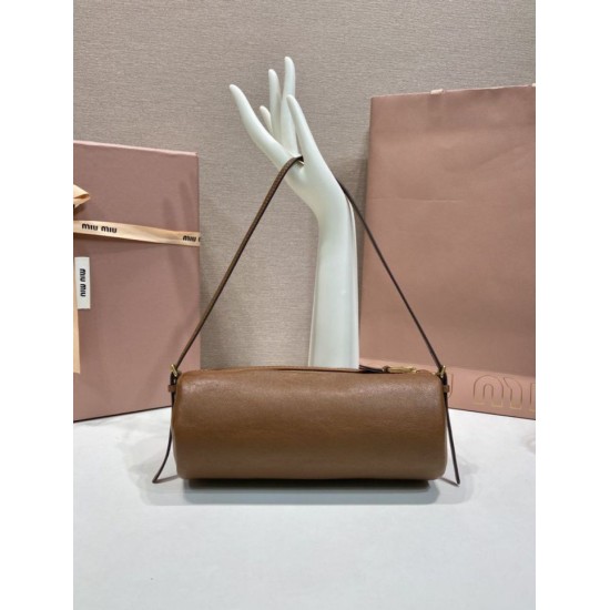 Replica di lusso Pochette compatta in nappa Miu Miu 5NE851 Marrone Imitazioni Cloni Pochette compatta in nappa Miu Miu 5NE851 Marrone firmate