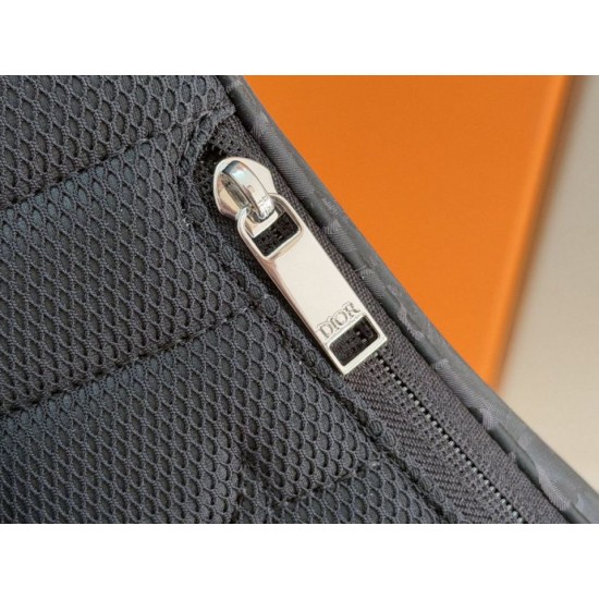 Replica di lusso Borsa a tracolla Dior Trek con cerniera Dior Oblique nylon nero Imitazioni Cloni Borsa a tracolla Dior Trek con cerniera Dior Oblique nylon nero firmate