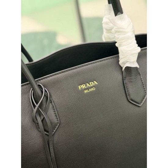 Replica di lusso Borsa tote grande Prada 1BG600 Nera Imitazioni Cloni Borsa tote grande Prada 1BG600 Nera firmate