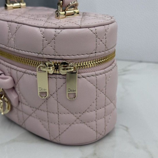 Replica di lusso Beauty case Dior Lady Dior Micro Rosa Imitazioni Cloni Beauty case Dior Lady Dior Micro Rosa firmate