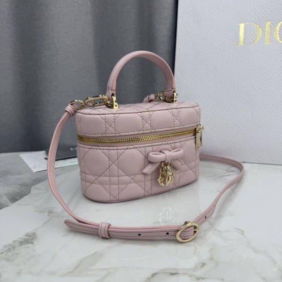 Replica di lusso Beauty case Dior Lady Dior Micro Rosa Imitazioni Cloni Beauty case Dior Lady Dior Micro Rosa firmate