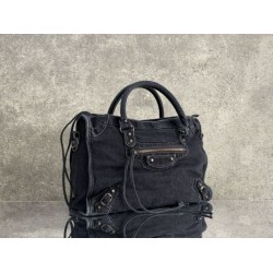 Borsa Balenciaga Le City in denim lavato nero Borsa Balenciaga Le City in denim lavato nero