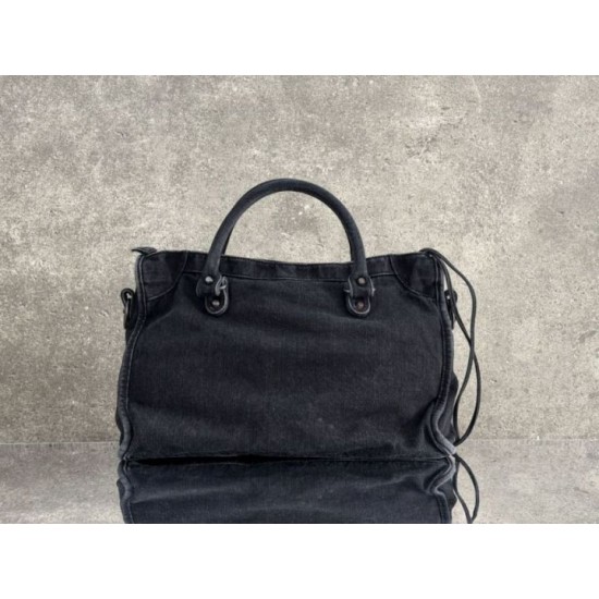 Replica di lusso Borsa Balenciaga Le City in denim lavato nero Imitazioni Cloni Borsa Balenciaga Le City in denim lavato nero firmate
