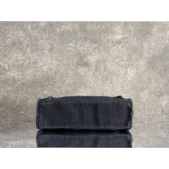 Replica di lusso Borsa Balenciaga Le City in denim lavato nero Imitazioni Cloni Borsa Balenciaga Le City in denim lavato nero firmate