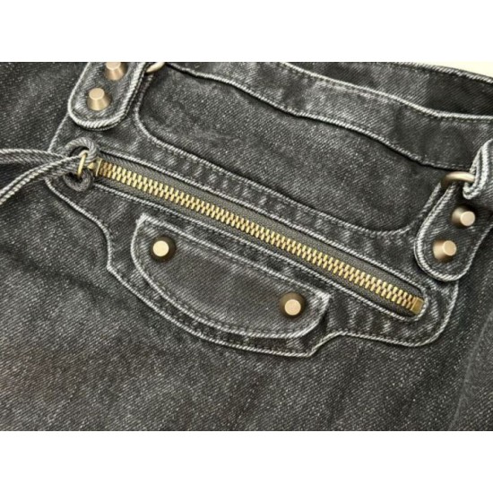 Replica di lusso Borsa Balenciaga Le City in denim lavato nero Imitazioni Cloni Borsa Balenciaga Le City in denim lavato nero firmate