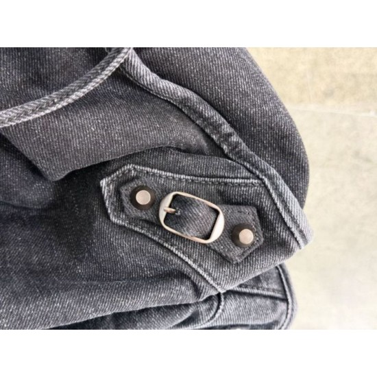 Replica di lusso Borsa Balenciaga Le City in denim lavato nero Imitazioni Cloni Borsa Balenciaga Le City in denim lavato nero firmate