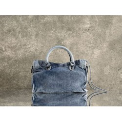 Borse Balenciaga Le City denim lavato Blu Borse Balenciaga Le City denim lavato Blu