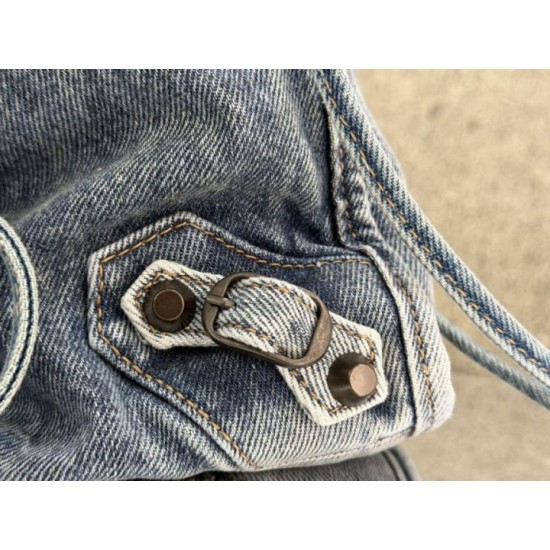 Replica di lusso Borse Firmate Balenciaga Le City denim lavato Blu Imitazioni Cloni Borse Firmate Replica Balenciaga Le City denim lavato Blu firmate