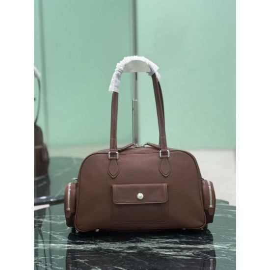 Replica di lusso Borsa Prada media con manico superiore marrone Imitazioni Cloni Borsa Prada media con manico superiore marrone firmate