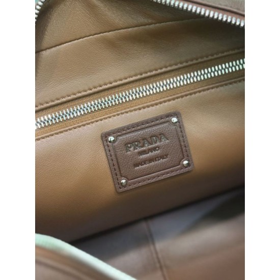 Replica di lusso Borsa Prada media con manico superiore marrone Imitazioni Cloni Borsa Prada media con manico superiore marrone firmate