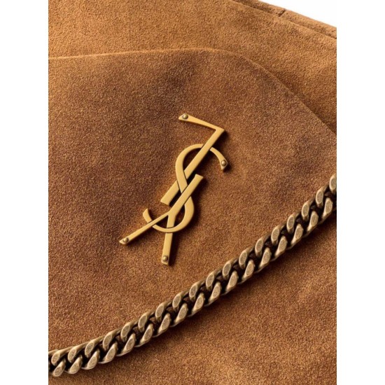 Replica di lusso Borsa a tracolla grande YSL Saint Laurent Calypso scamosciata marrone Imitazioni Cloni Borsa a tracolla grande YSL Saint Laurent Calypso scamosciata marrone firmate