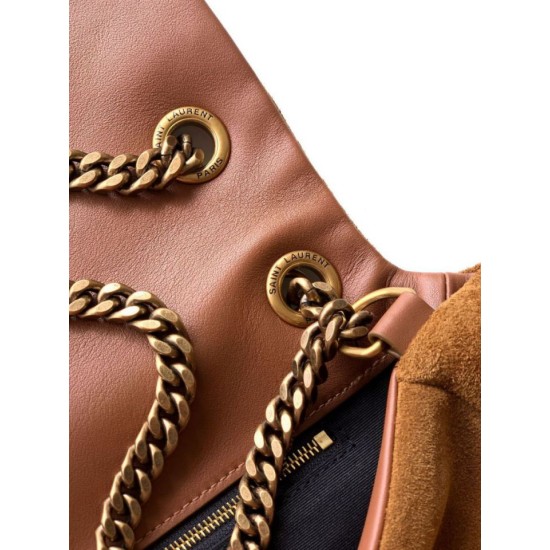 Replica di lusso Borsa a tracolla grande YSL Saint Laurent Calypso scamosciata marrone Imitazioni Cloni Borsa a tracolla grande YSL Saint Laurent Calypso scamosciata marrone firmate